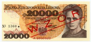 20.000 Zloty 1989, Serie A 0000000 - MODELL Nr. 1360*.