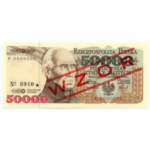 50,000 zloty 1993 - Series A 0000000 - MODEL No 0940*.