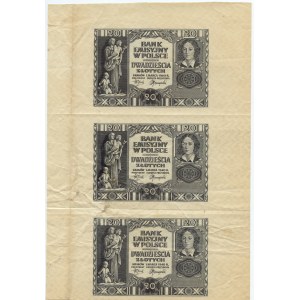 20 złotych 1940 - wycinany z arkusza