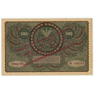 500 polských marek 1919 - 1. série BF - KAMIŃSKI MODEL