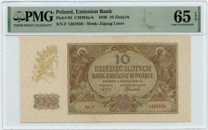 10 zlotých 1940 - série F - PMG 65 EPQ