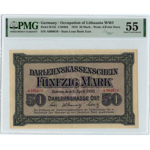 KOWNO, 50 marek 1918 série A - PMG 55