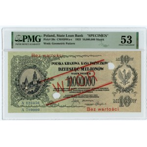 10.000.000 marek polskich 1923 - seria A 123456 / A 789000 - WZÓR - PMG 53