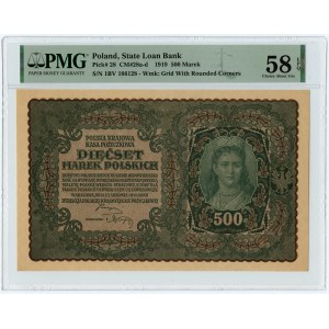 500 polských marek 1919 - I Serja BV - PMG 58EPQ