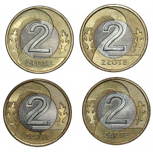 III RP, 2 złoty 2005, 2006 a 2008, sada 4 mincí