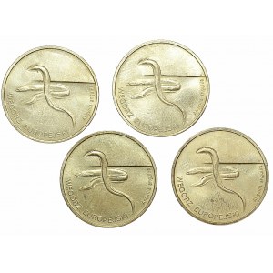 III RP, 2 zlotys 2003, anguille européenne, ensemble de 4 pièces