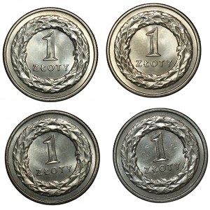 III RP, 1 złoty 1992, zestaw 4 sztuk monet, mennicze