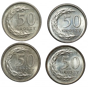III RP, 50 groszy 1990, 1991, 1992 oraz 1995, zestaw 4 sztuk monet