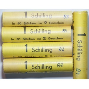 Austria, 2 Groschen 1982, 1983, 1984 rolki bankowe - zestaw 5 sztuk