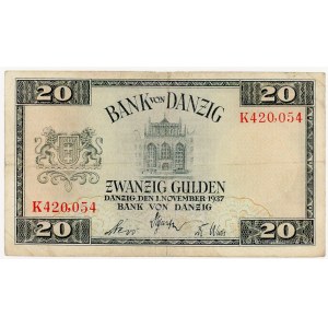 GDAŃSK/DANZIG, 20 Gulden 1937 ser. K 420,054