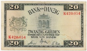 GDAŃSK/DANZIG, 20 Gulden 1937 ser. K 420,054