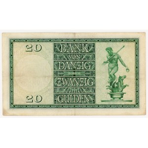 GDAŃSK/DANZIG, 20 guldenů 1937 - ser. K/A 253,830