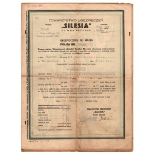 Polisa ubezpieczeniowa Towarzystwa Ubezpieczeń „Silesia” Spółka Akcyjna z 1936 roku.