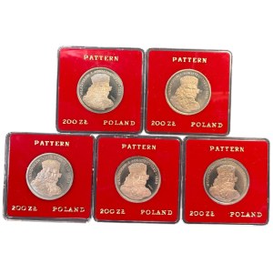 PRL, 200 złotych 1986, zestaw 5 sztuk