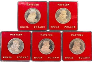 PRL, 200 zloty 1986, SAMPLE, set of 5 coins