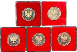 PRL, 200 zloty 1986, SAMPLE, set of 5 coins