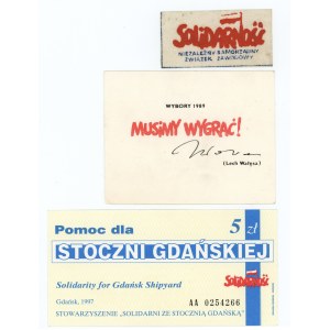 SOLIDARNOŚĆ, cegiełka, ultotka i naszywka, zestaw 3 sztuk