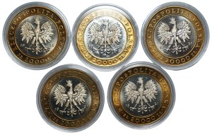 People's Republic of Poland, 20,000 gold 1991, 225 years of the Warsaw mint, set of 5 pieces