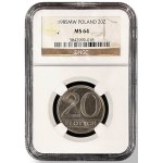 PRL, 20 złotych 1985, NGC MS 64