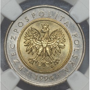 III RP, 5 złotych 1994, NGC MS 64