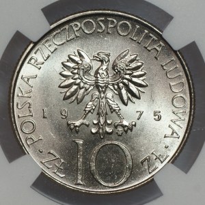 People's Republic of Poland, 10 gold 1975, NGC MS 65