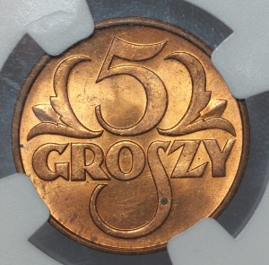 II RP, 5 pennies 1938, NGC MS64 RD