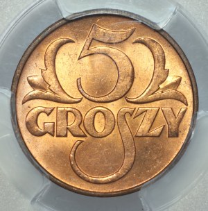 II RP, 5 pennies 1938, PCGS MS65 RD