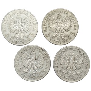II RP, 5 gold (1932-1934), Polonia, set of 4 pieces