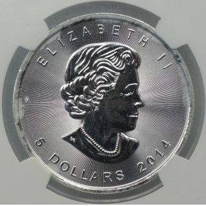 Kanada, 5 dolarów 2014, Liść klonowy, NGC MS 68