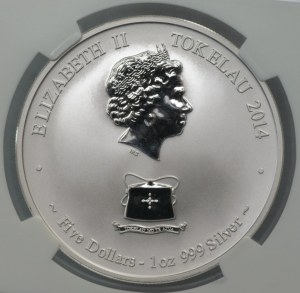 Tokelau, $5 2014, Year of the Horse, NGC PF 69