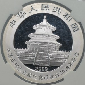 Chiny, 10 yuanów 2009, Panda 30. rocznica, NGC MS 69
