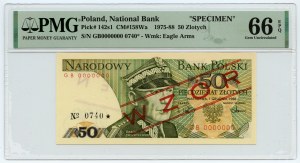 People's Republic of Poland, 50 zloty 1988, series GB 0000000, MODEL 0740*, PMG 66 EPQ