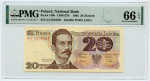 People's Republic of Poland, 20 gold 1982, AU series, PMG 66 EPQ