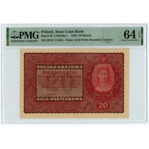 20 marek polskich 1919, II Serja FM, PMG 64 EPQ