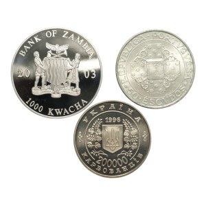 Zambia, Portugalia, Ukraina, (1972-2003), zestaw 3 sztuk