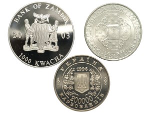 Zambia, Portugal, Ukraine, set of 3 coins, 1972-2003