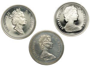 Canada, $1 (1971-1990), set of 3 pieces