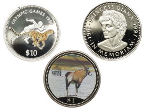 Namibia, Liberia, $1,5,10 (1995-1997), set of 3 pieces