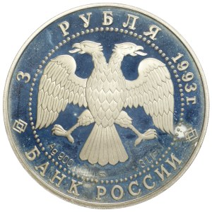 Rosja, 3 ruble 1993, Taniec rosyjski, Ag900