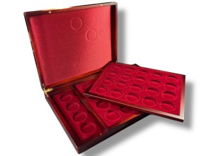 Wooden coin box plus additional 2 wooden trays