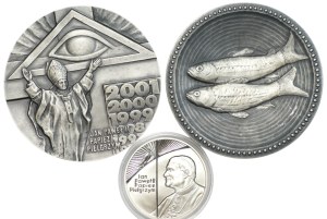 Poland, Millennium set 2000 years of Christianity, 2 medals and a coin