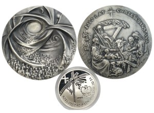 Poland, Millennium set 2000 years of Christianity, 2 medals and a coin