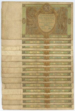 50 zloty 1929, set of 14 banknotes