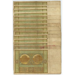 50 złotych 1929, zestaw 14 sztuk banknotów