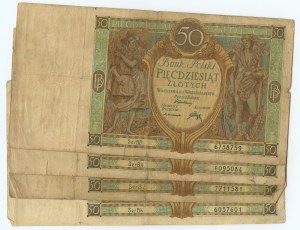50 zloty 1929, RARE series, set of 4 banknotes
