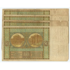II RP, set 4 banknotów, 50 złotych 1929