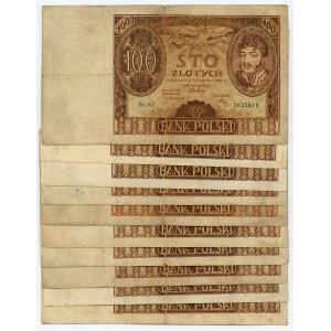 100 złotych 1932, zestaw 10 sztuk banknotów,