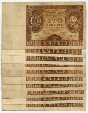 II RP, set of 10 banknotes, 100 zloty 1932
