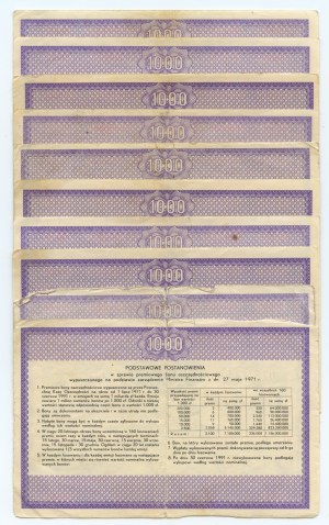 PKO, set of 10, Bonus Savings Voucher for 1,000 PLN 1971.
