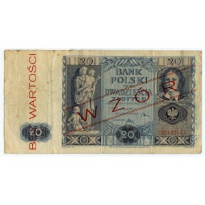 20 złotych 1936, seria CG, fałszywy nadruk WZÓR